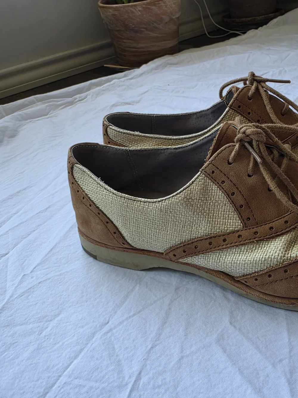 Johnston & Murphy Brown and Cream Wingtip Derby Oxfords